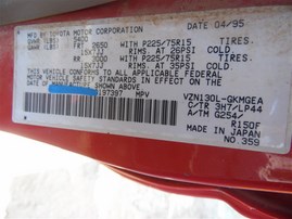 1995 TOYOTA 4RUNNER RED 3.0 MT 4WD Z19739